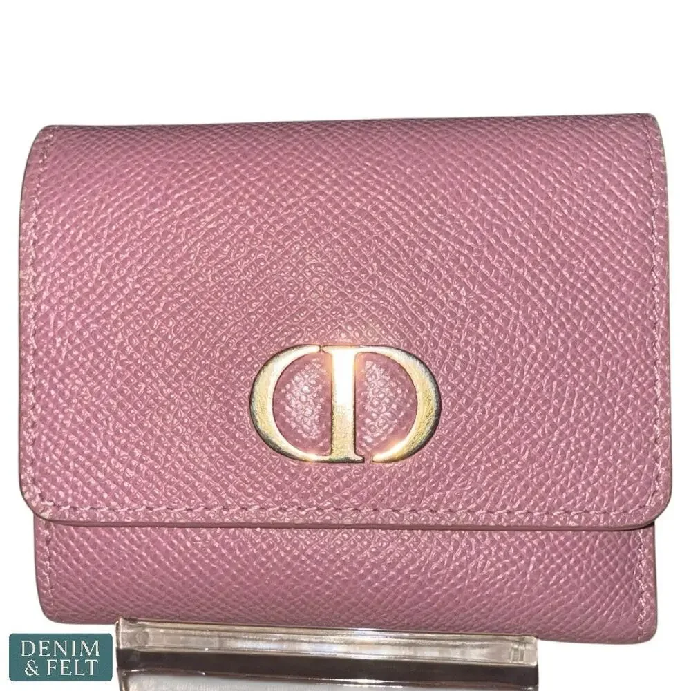 Christian Dior Montaigne 30 Lotus Pink Trifold Compact‎ Wallet Gold Hardware